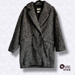 Abercrombie & Fitch Madeline Coat Herringbone Wool Oversized Dad Fit S Small